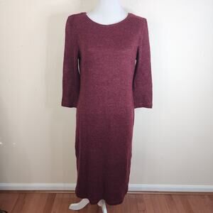 Women's Burgundy Knit Mohair Blend Sweater Dress Madrid Size 44 (L) Long Sleeve